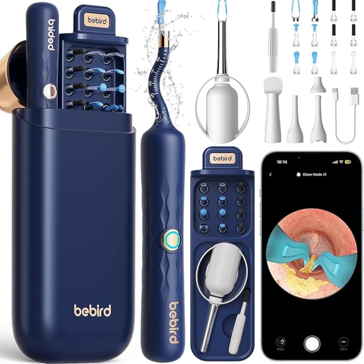 Bebird Earsight Plus D39R Ear Wax Removal Tool Camera, FSA HSA Eligible Items, Ear Cleaner with Flexible Ear Camera Otoscope, Visual Ear Pick Tweezers Wax Remover, Ear Cleaning Kit for Family