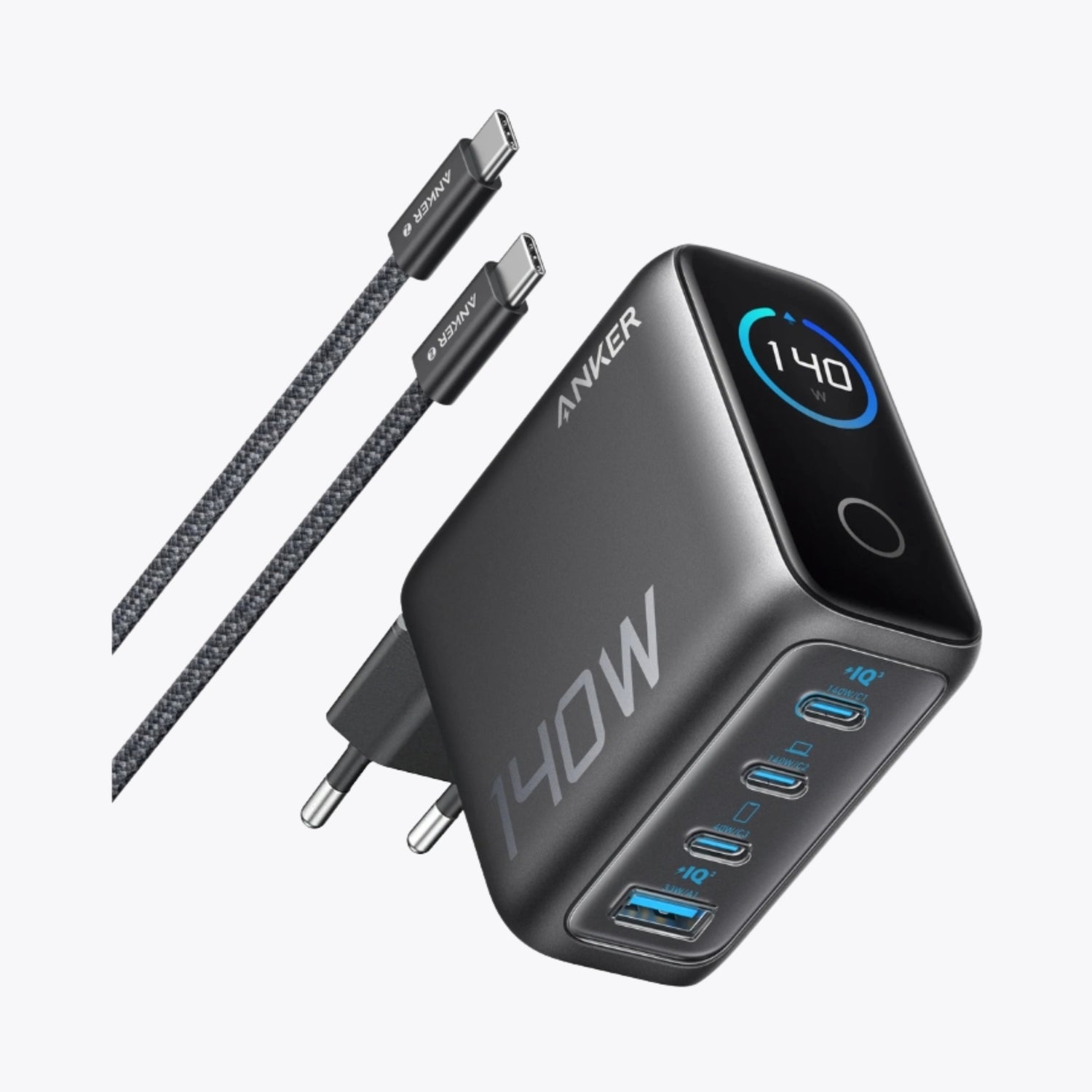 Laptop Charger (140W, 4-Port, PD 3.1) with USB-C Cable