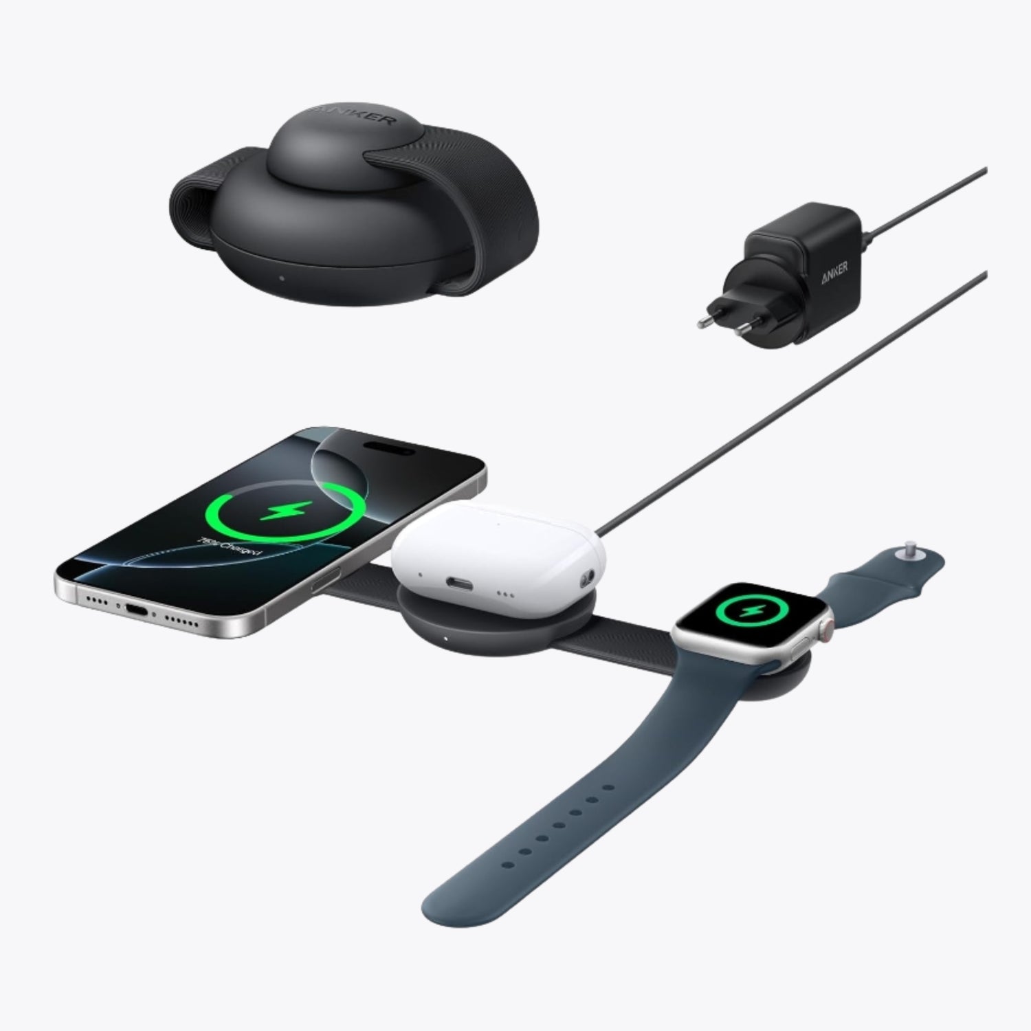 MagGo Wireless Charging Station (3-in-1, Foldable Pad)