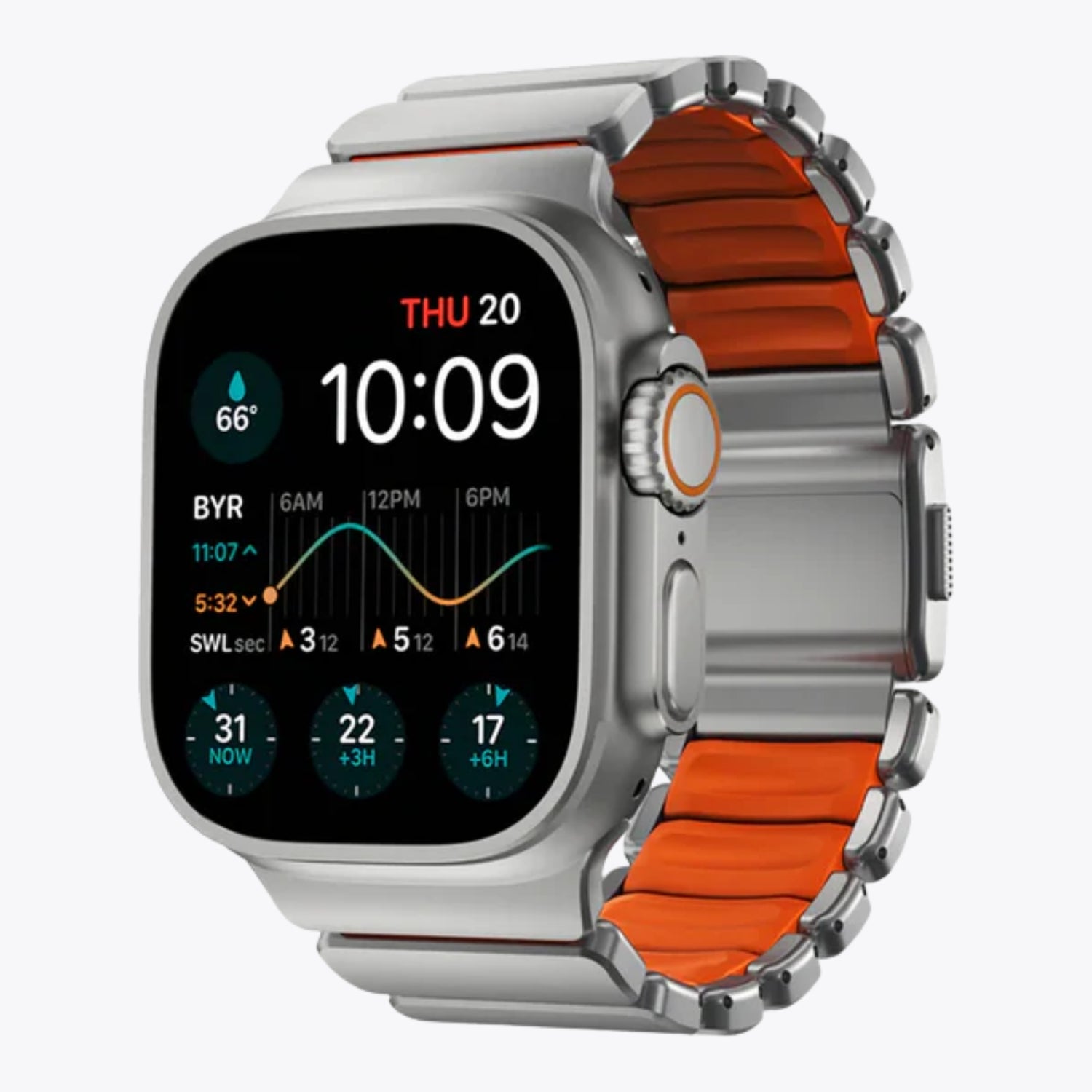 Redefine Magnetic Titanium & Silicone Rugged Band for Apple Watch 44–49 mm