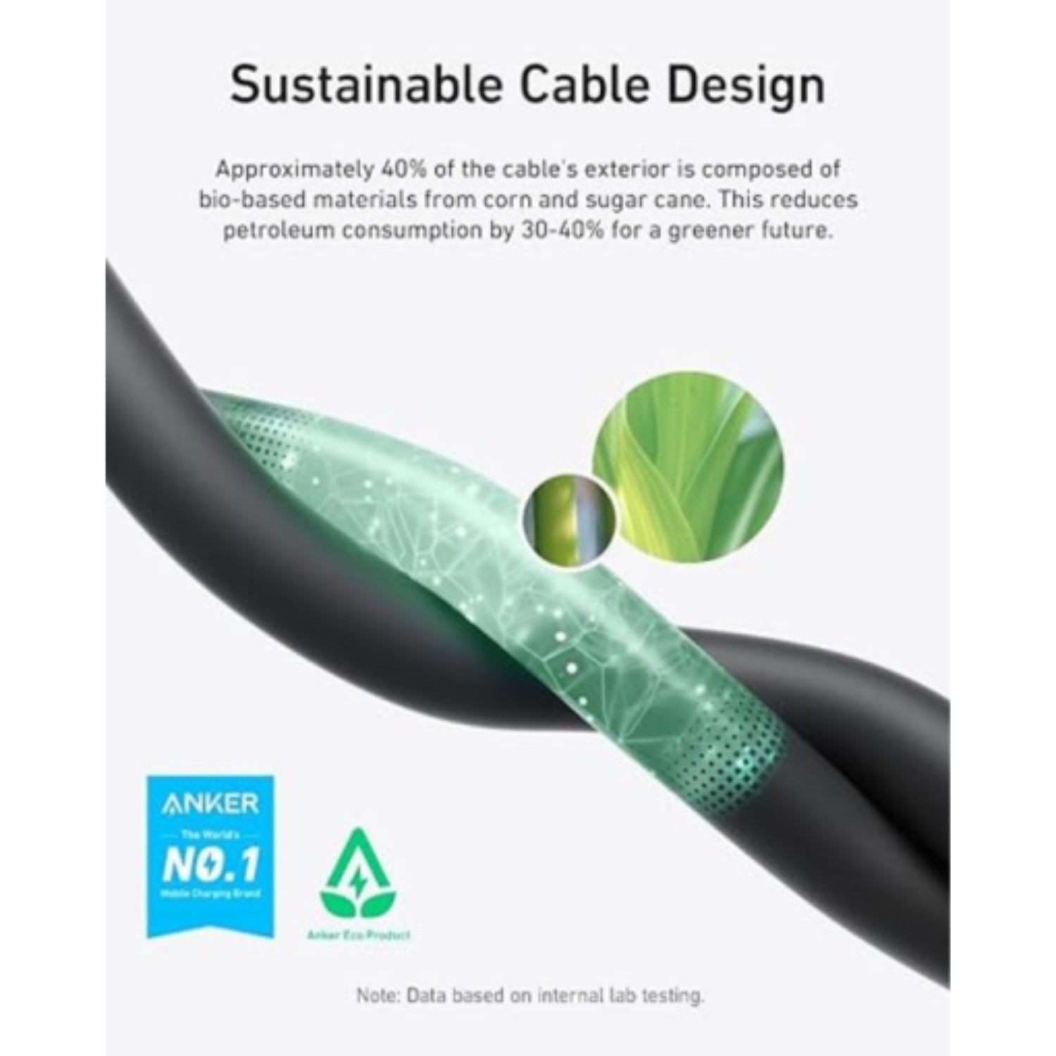 USB-C to USB-C (3ft, 240W, 20 Gbps, Bio-Based)