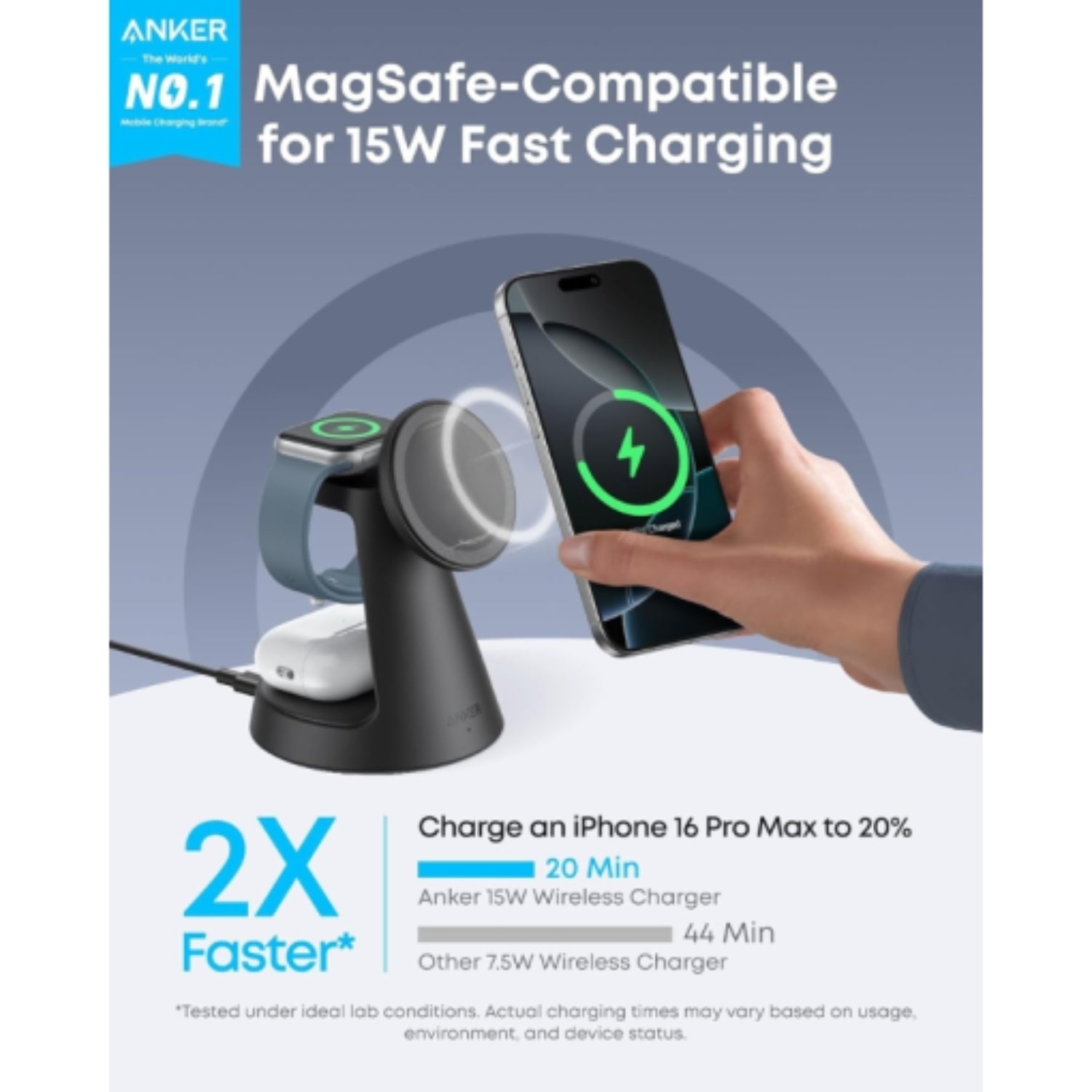MagGo Wireless Charging Station (3-in-1, Dock Stand)