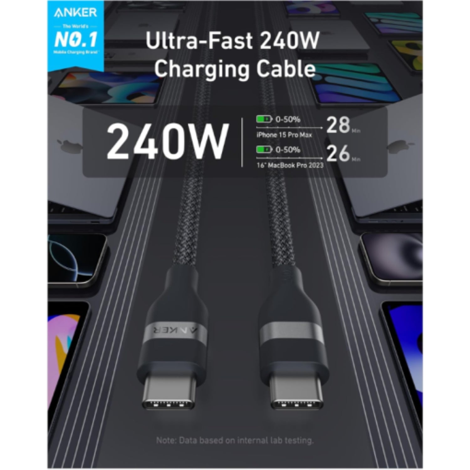 USB-C to USB-C Cable (240W, Upcycled-Braided)